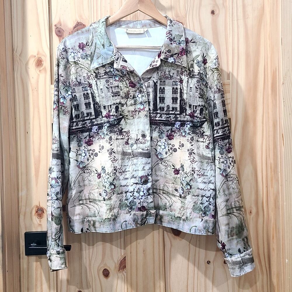 Impulse California Lightweight Button Jacket City Floral Print Wearable Arts - L